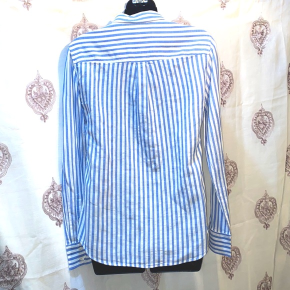 J. CREW BLUE/WHITE BOY SHIRT LONG SLEEVES BUTTON-DOWN POCKET SZ 2 - Picture 2 of 15